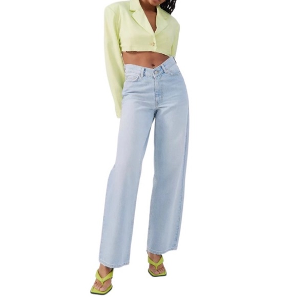 UO Daisy Cropped Blazer Lime Size L - Picture 4 of 4